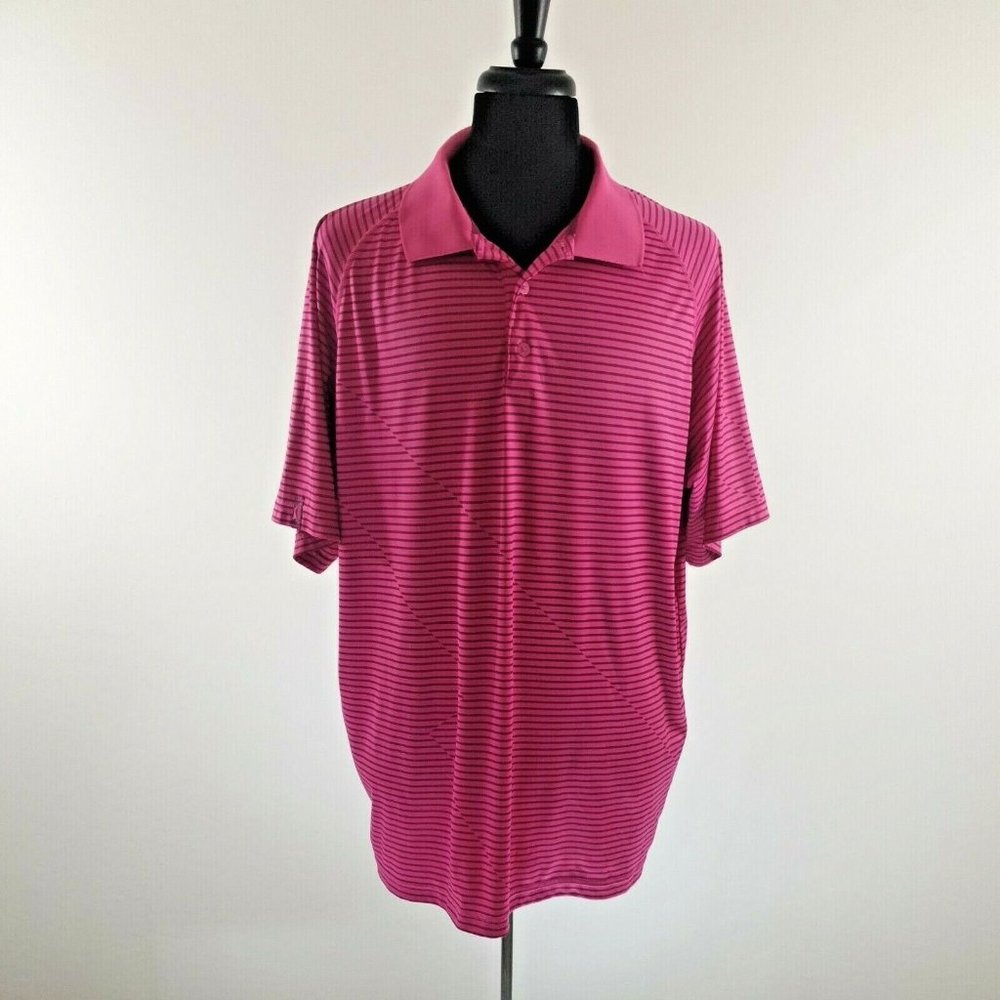 Slazenger Short Sleeve Shirt Polo Mens XXL Golf Pink Polyester Logo Activewear